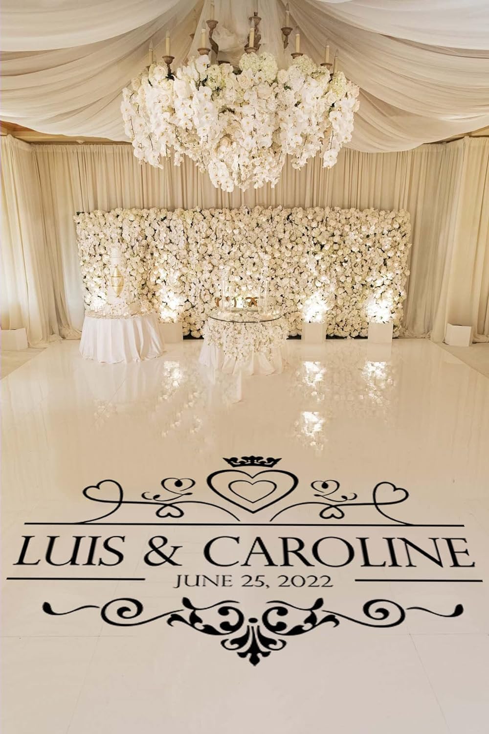 Wedding Dance Floor Monogram with Custom Name and Date – Vinyl Sticker for Reception Decor or DIY Party Decoration