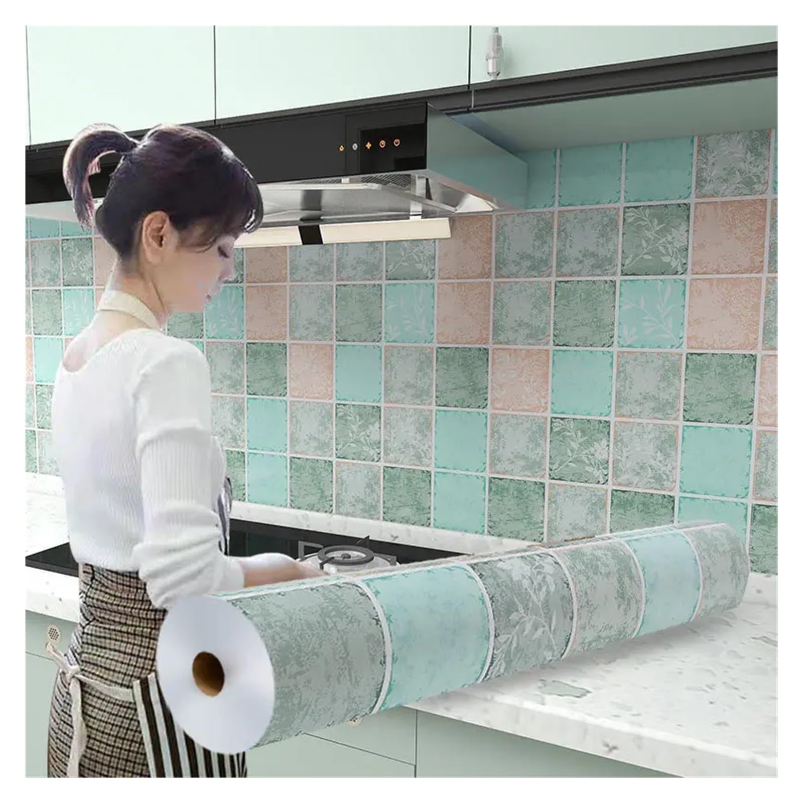 Ayztantine Self-Adhesive Wallpaper Kitchen Stove Oil-Proof Sticker Waterproof High Temperature Resistant Wallpapers Decoration(Color 37,5mx60cm)