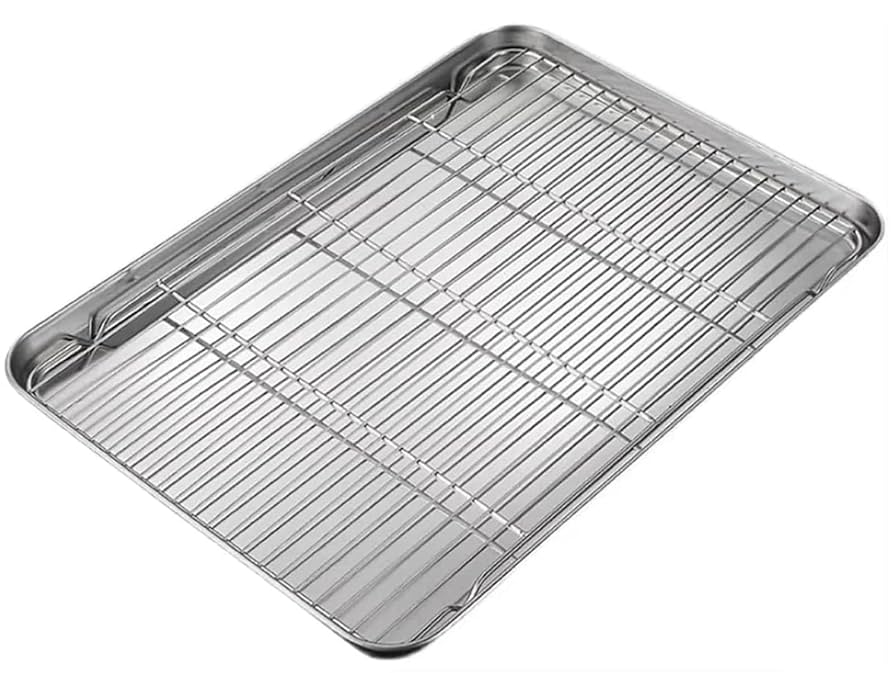 【新品未使用】業務用フライヤー油切りパッド網付き　ステンレス Amazon | 揚げ物 バット 料理 ステンレス パッド 油切り網 油