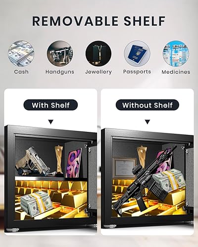 Miniatura 7 de Caja fuerte, caja fuerte para el hogar con bolsa impermeable ignífuga y llave, caja fuerte de dinero de 1.2 pies cúbicos para gabinete de oficina de
