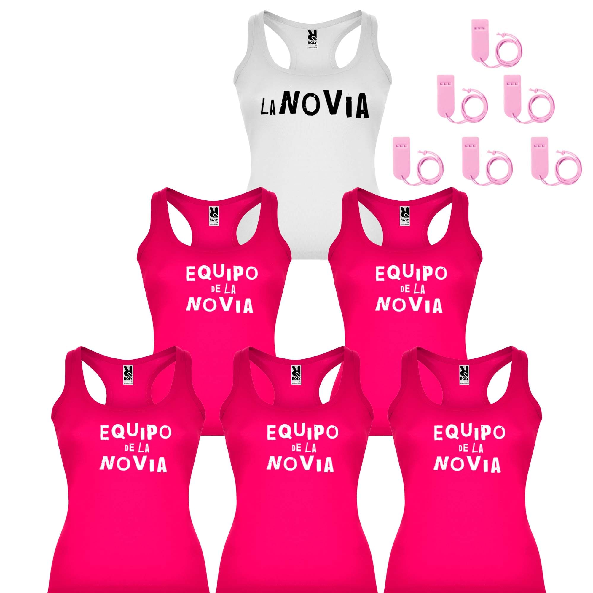 Camisetas para despedidas de soltera, Pack camisetas para despedidas, equipo de la novia, accesorios para despedidas de soltera, pack de camisetas con silbatos de regalo,camisetas de tirantes para despedida de soltera