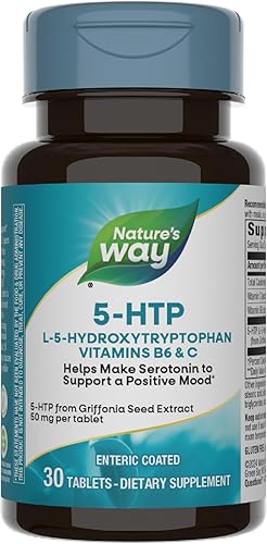 Nature's Way 5-HTP, L-5-hidroxitriptófano, ayuda a producir serotonina para promover una perspectiva positiva*, vitamina B6, vitamina C, extracto de