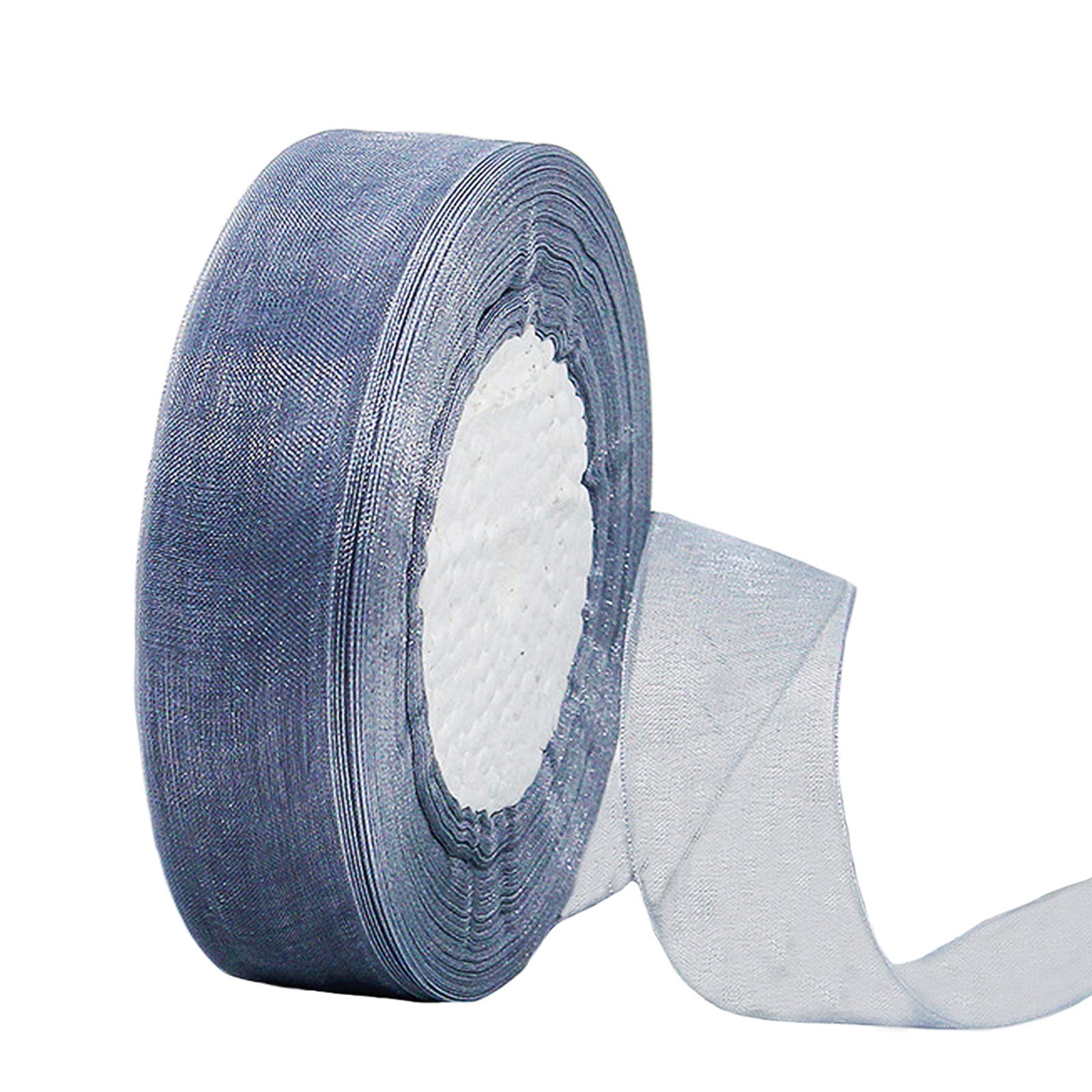 45m Organzaband Grau 25mm Breit Chiffo Geschenkband,Transparentes Organza Bänder Chiffonband Schleifenband Dekoband Geschenkverpackung Deko Band Tüllband für Weihnachten Hochzeit Taufe Geburtstag
