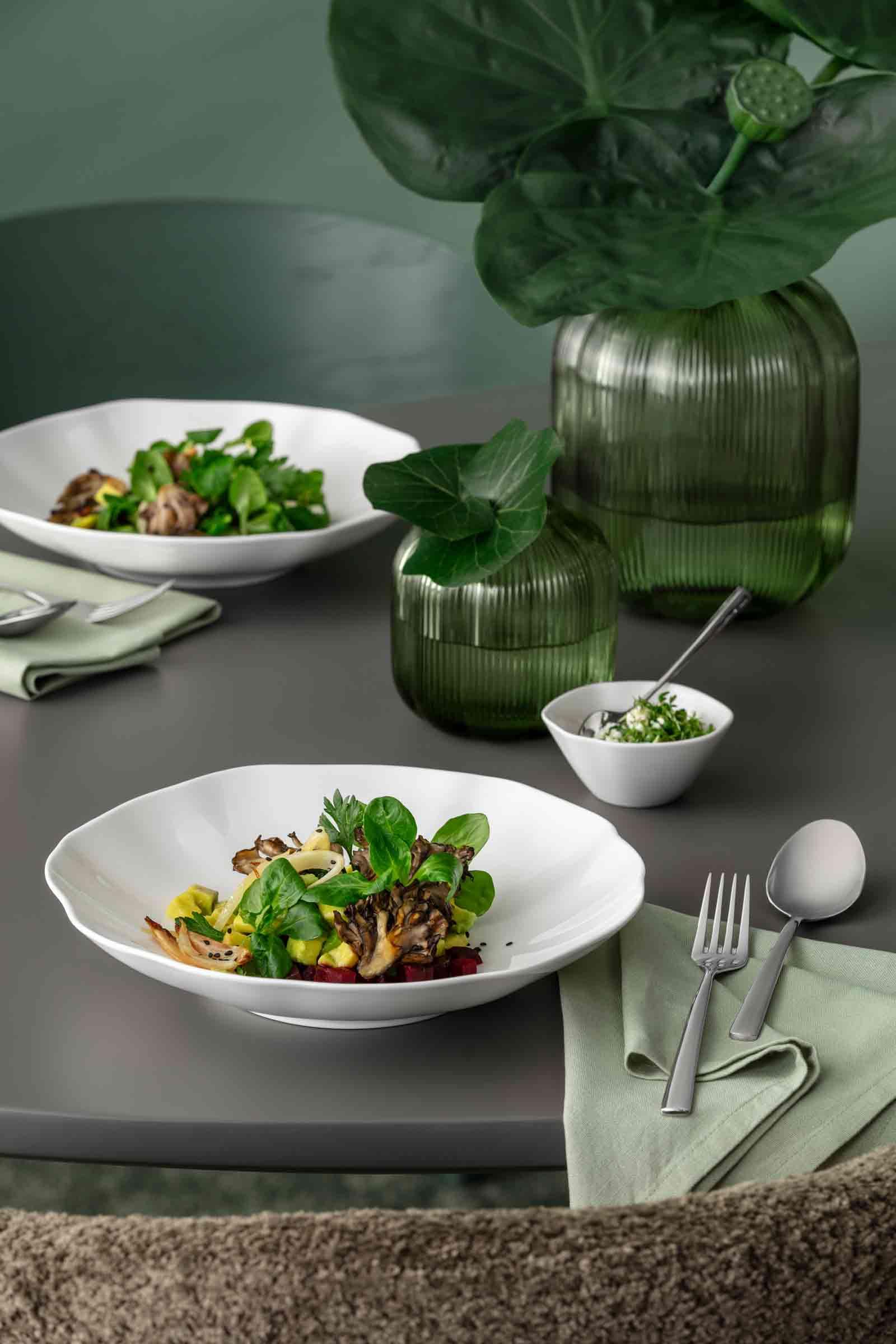 Villeroy & Boch – Pura Tafelservice 12-teilig, Reinweiß, spülmaschinenfest & mikrowellensicher, fließende Form, Premium Bone Porzellan made in Germany Küche, Haushalt & Wohnen