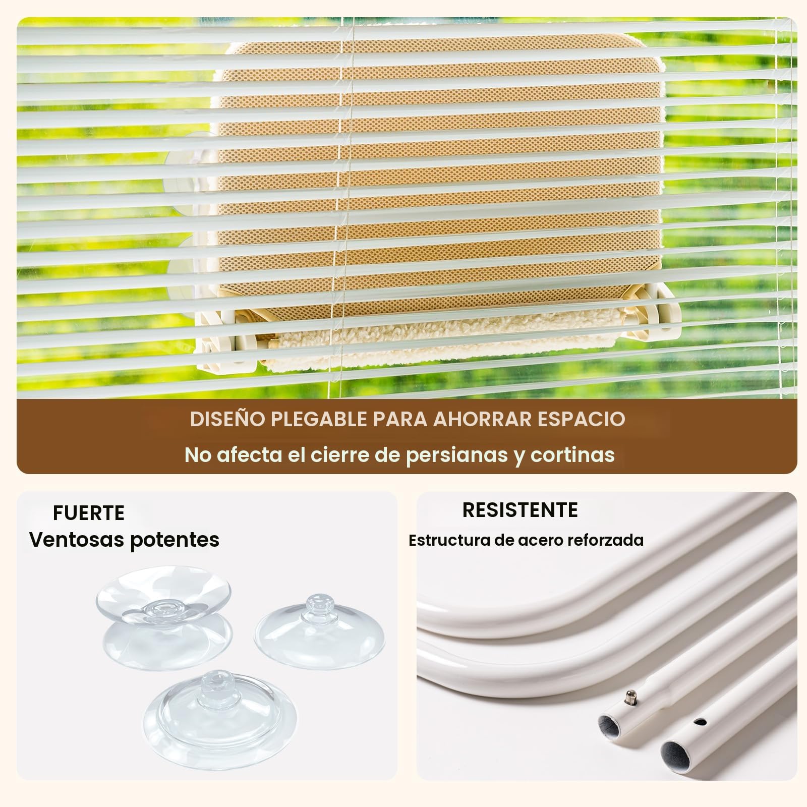 MEWOOFUN Hamaca Plegable para Ventana para Gatos, Cama Plegable para Ventana con Alfombrilla Reversible, Hamaca Estable para Gatos Que soporta hasta 18 kg (Gris, M)