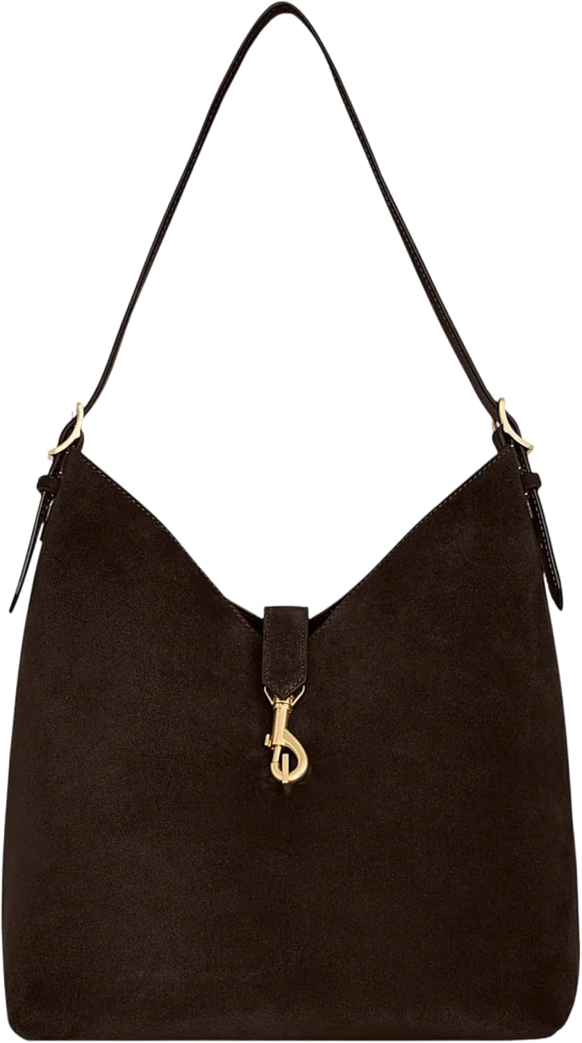 Rebecca Minkoff Megan Mini Hobo Bag, Women's Leather Shoulder Handbag with Magnetic Snap Closure, Fondant