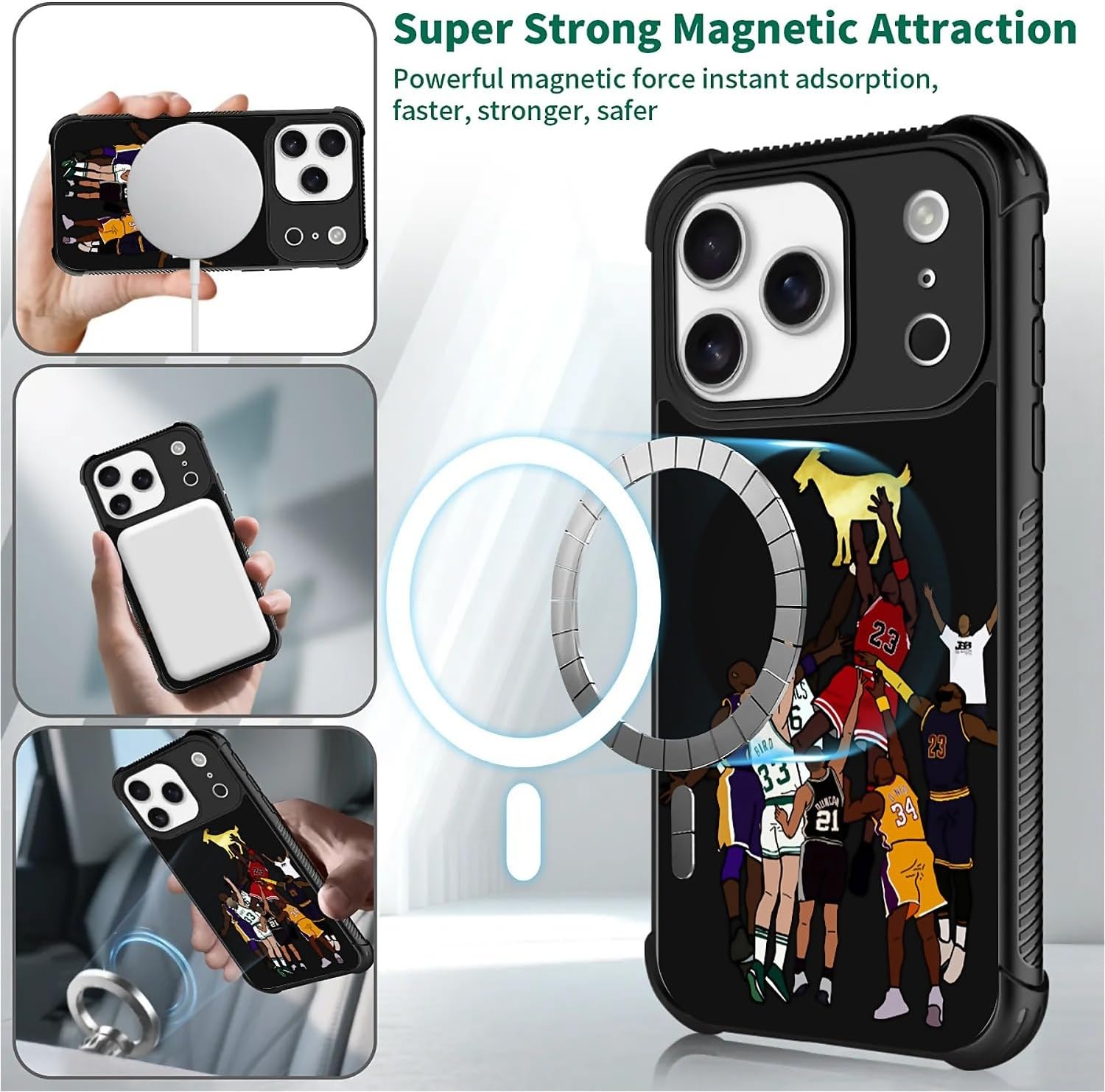 Case for iPhone 17 Pro,Basketball Player 35 Patten Design Compatible with Magsafe Shockproof Cover Anti Scratch TPU Bumper Wireless Charging Support Protective Case for iPhone 17 Pro - Image 8