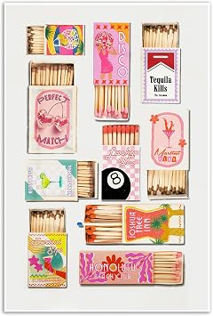 XWNLTEPK Retro Match Box Print Preppy Dorm Decor Apartment Fashion Aesthetic Wall Art Canvas Poster Disco Fashion Match