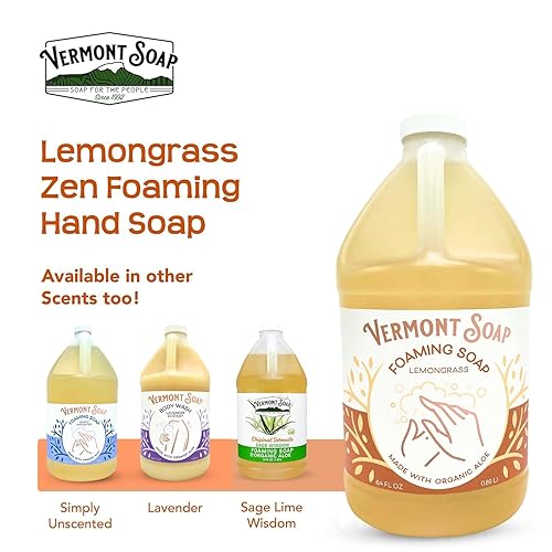 Miniatura 49 de VERMONT SOAP Jabón de manos espumoso de lavanda orgánica, jabón hidratante natural para piel seca, jabón líquido de manos de baño sin fragancia