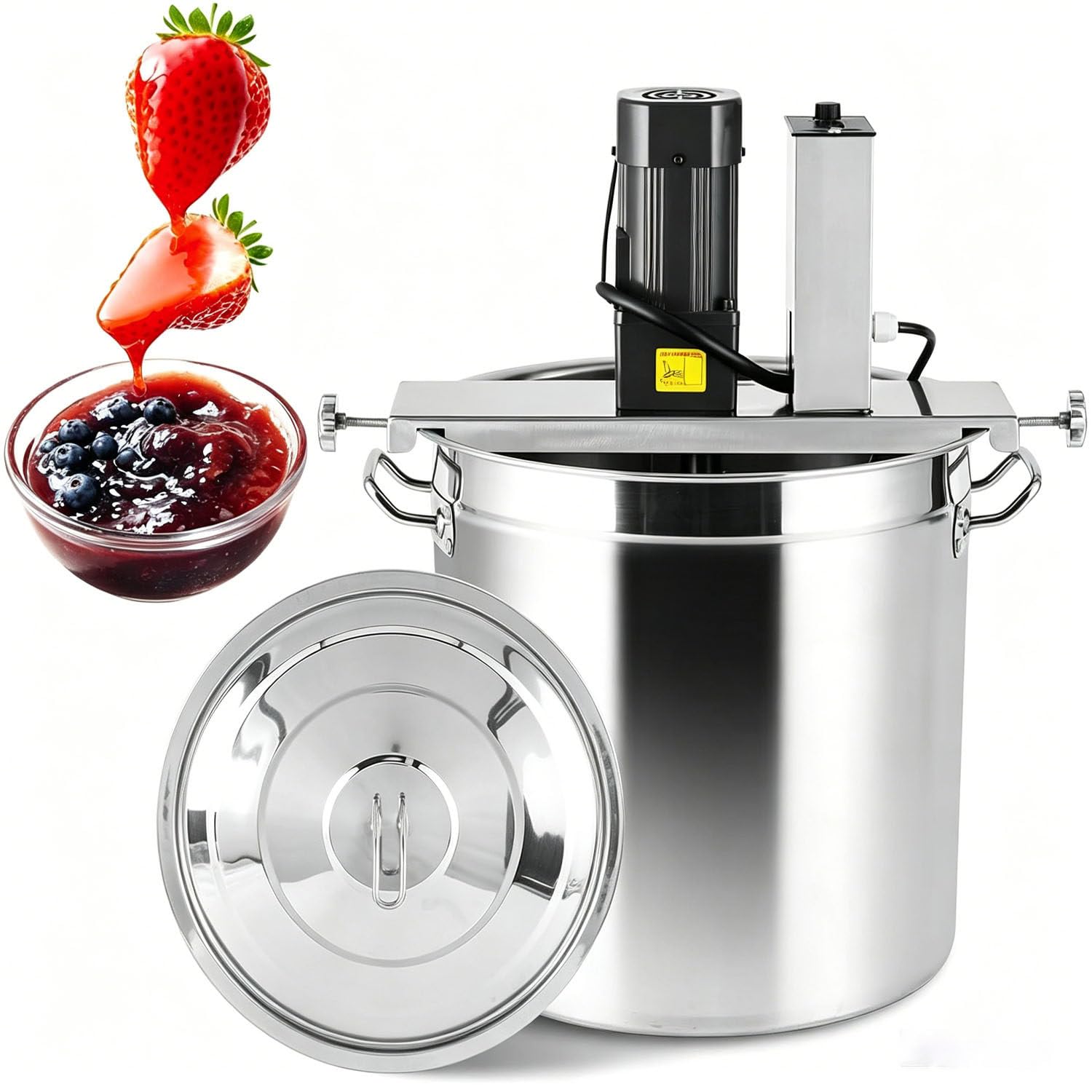 UORDBY Stainless Steel Electric Mixer Machine, Commercial Food Mixer, 4 Blade Stirring Scraper, One-button start, Adjustable stirring speed, For Making Jam, Sauce, Filling, Seas 40L