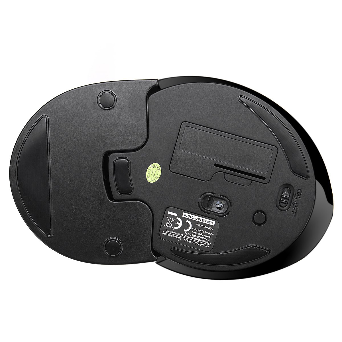 Delux M618 Plus 1600Dpi 6 Pulsanti Mouse Verticale Senza Fili Ergonomico
