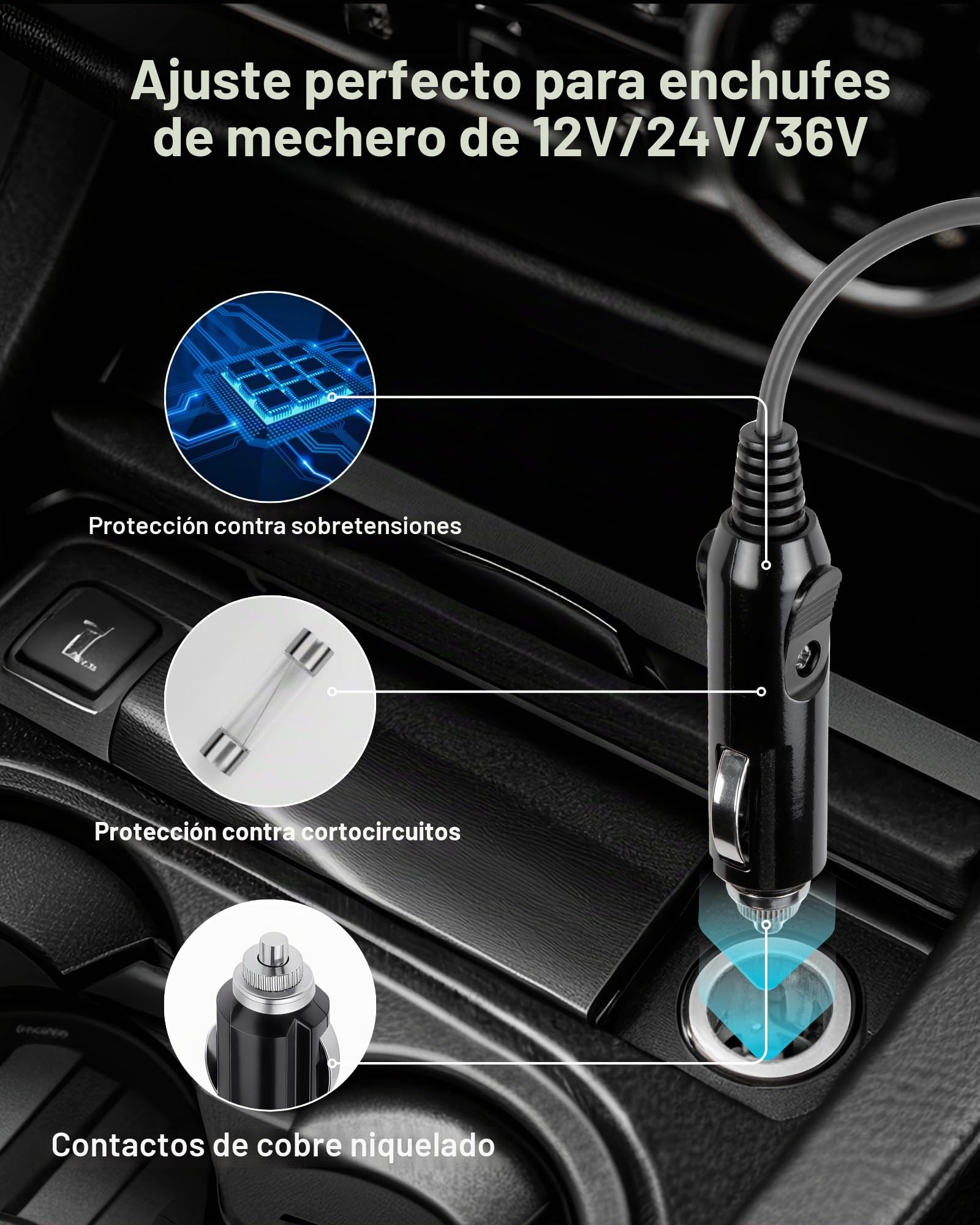 Cargador de Coche a Adaptador Hembra CC de 60 W de Salida para Starlink Mini, Compatible con Encendedor de Cigarrillos de 12 V/24 V/36 V y Conector de Barril Impermeable CC