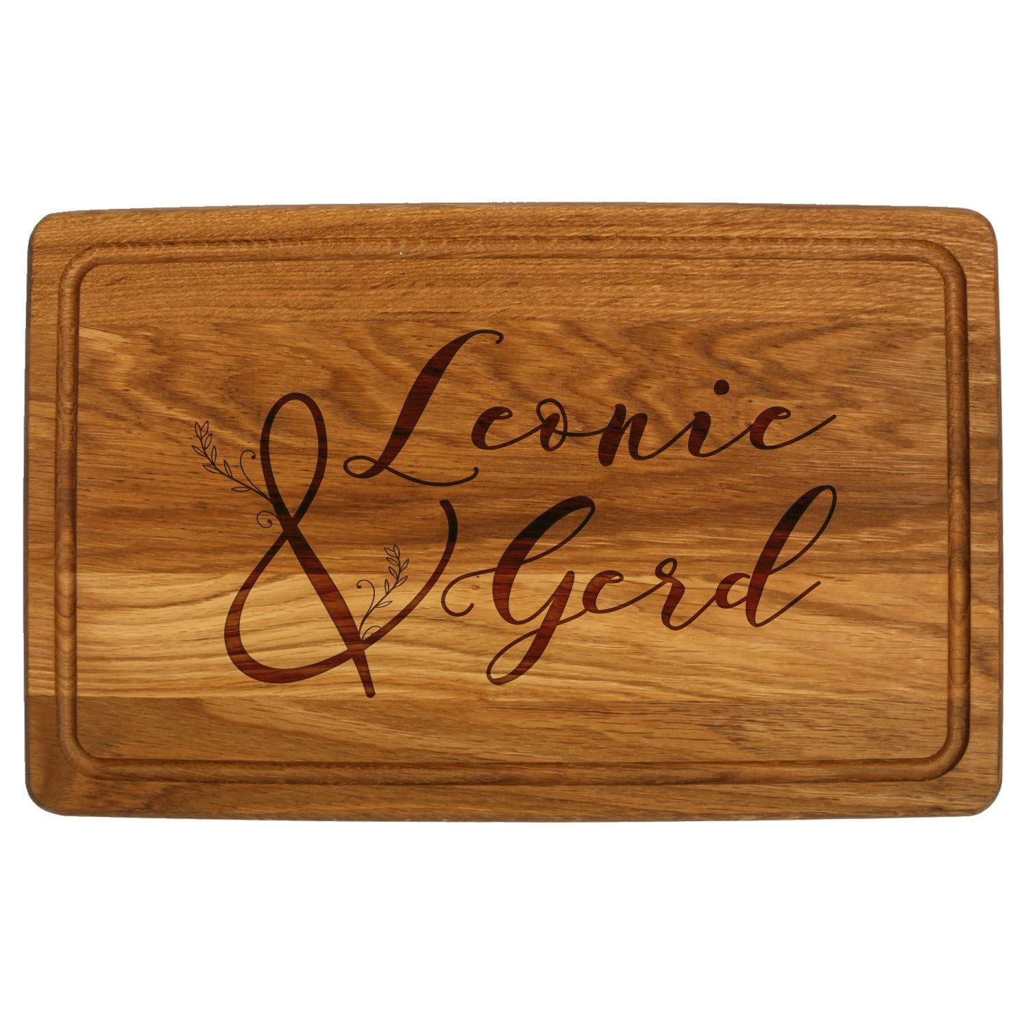 FORYOU24 Holz Schneidebrett dunkel mit Gravur Motiv 07 - personalisiert mit Wunsch-Namen Küchenbrett graviert als Geschenkidee zur Hochzeit