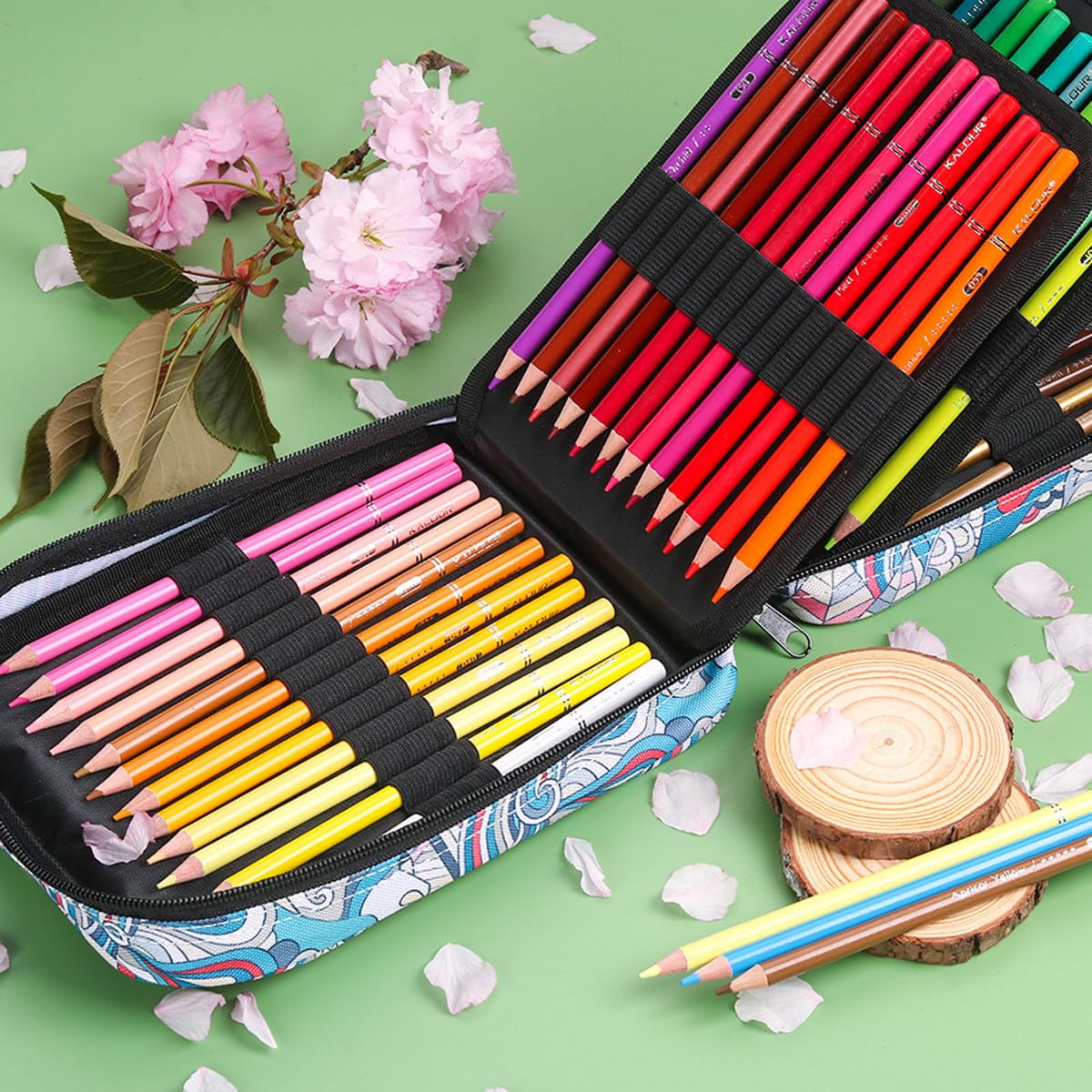 72 Buntstifte, für Coloristen, Ölstifte, Zeichen-/Skizzenset für Erwachsene, Künstlerbedarf, Geschenk für Eltern und Paare mit Nylon-Federmäppchen,Red