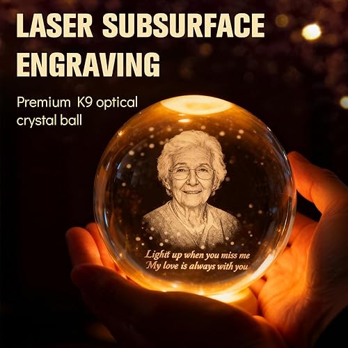 Miniatura 5 de Lámpara de bola de fotos de cristal 3D personalizada, regalo conmemorativo personalizado para recuerdo de Navidad, globo de cristal grabado con