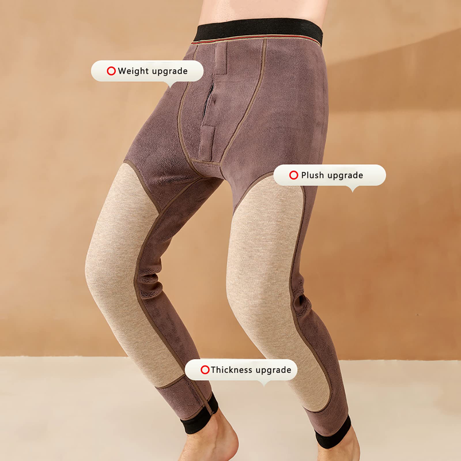 Pantalones de Capa Base Térmica para Hombres Grueso Cálido Ropa Interior Calzoncillos Largos Invierno Pantalones Polainas(Size:XL,Color:Negro)