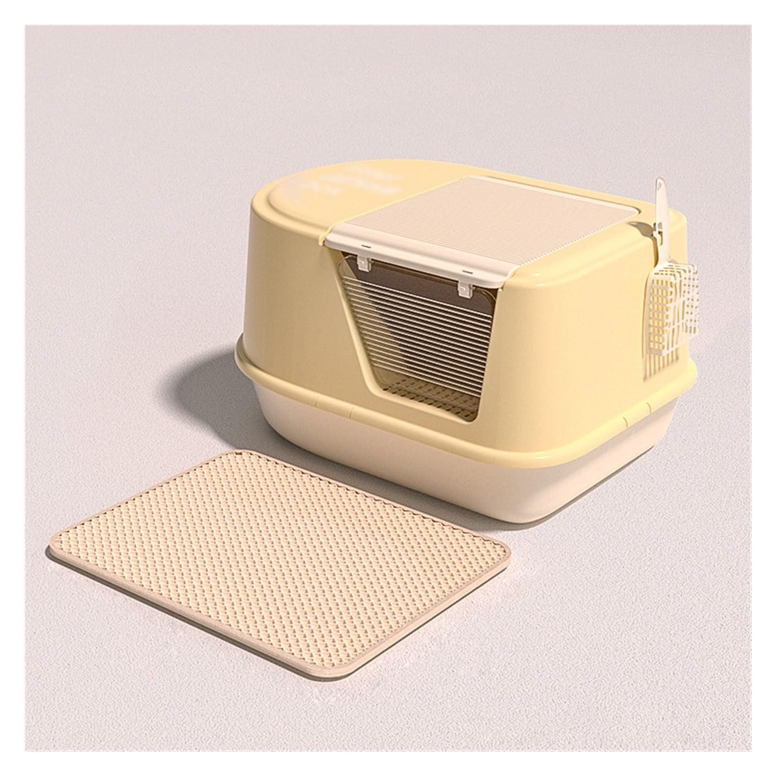 Exclusivo para Gatos y Perros Bandeja de Arena for Gatos Grande con Tapa, Bandeja Cerrada a Prueba olores y Fugas tapete for, fácil Instalar Limpiar para Interiores(Yellow)