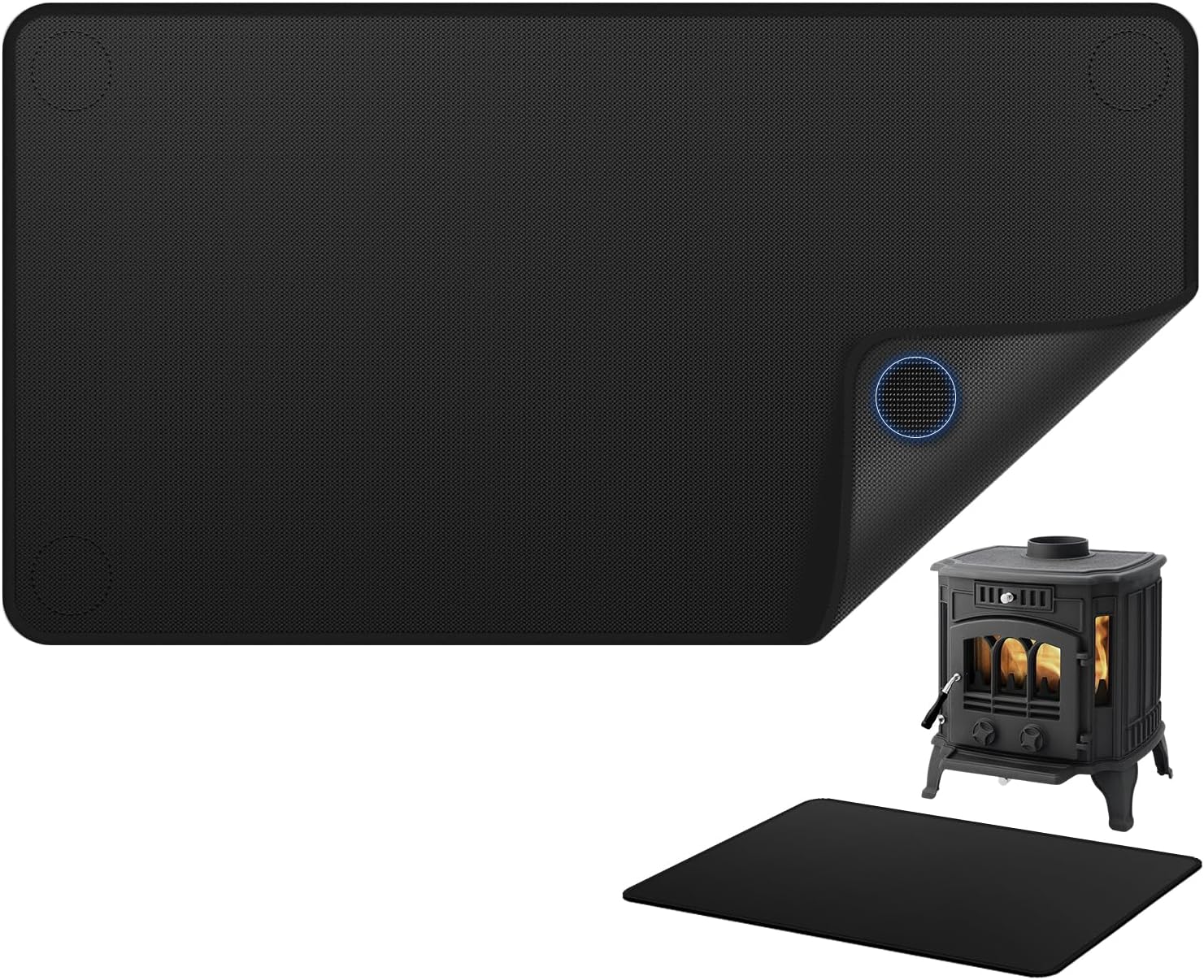 Fireplace Mat - 25"x39" Double-Sided Fireproof Waterproof Hearth Rugs with Non-Slip Backing, Fire Resistant Under Grill Mat Wood Stove Fire Pit Mat