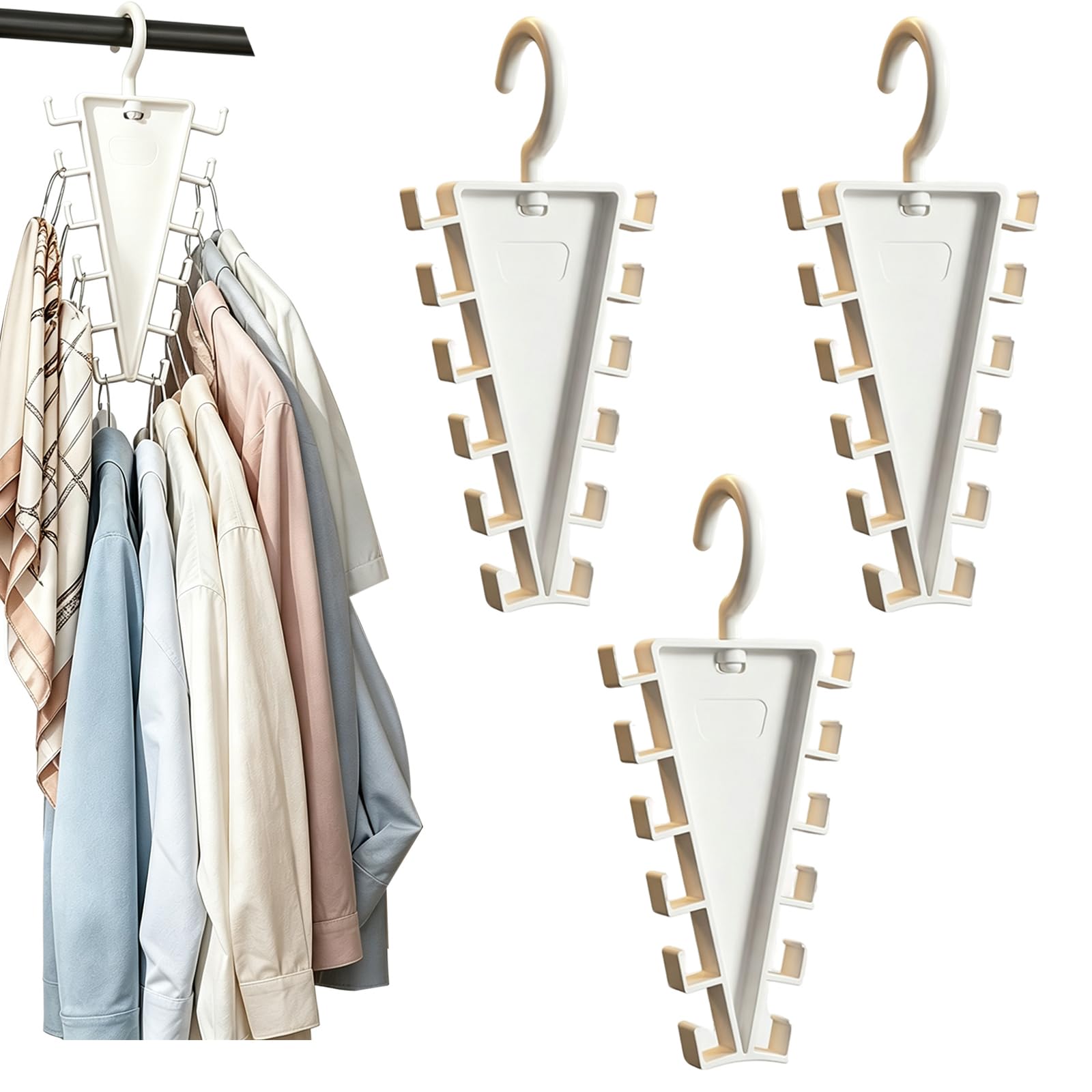 12-Hook V Shaped Double Sided Hanger Closet Organizers and Storage (3 Pcs) | Multi-Functi…