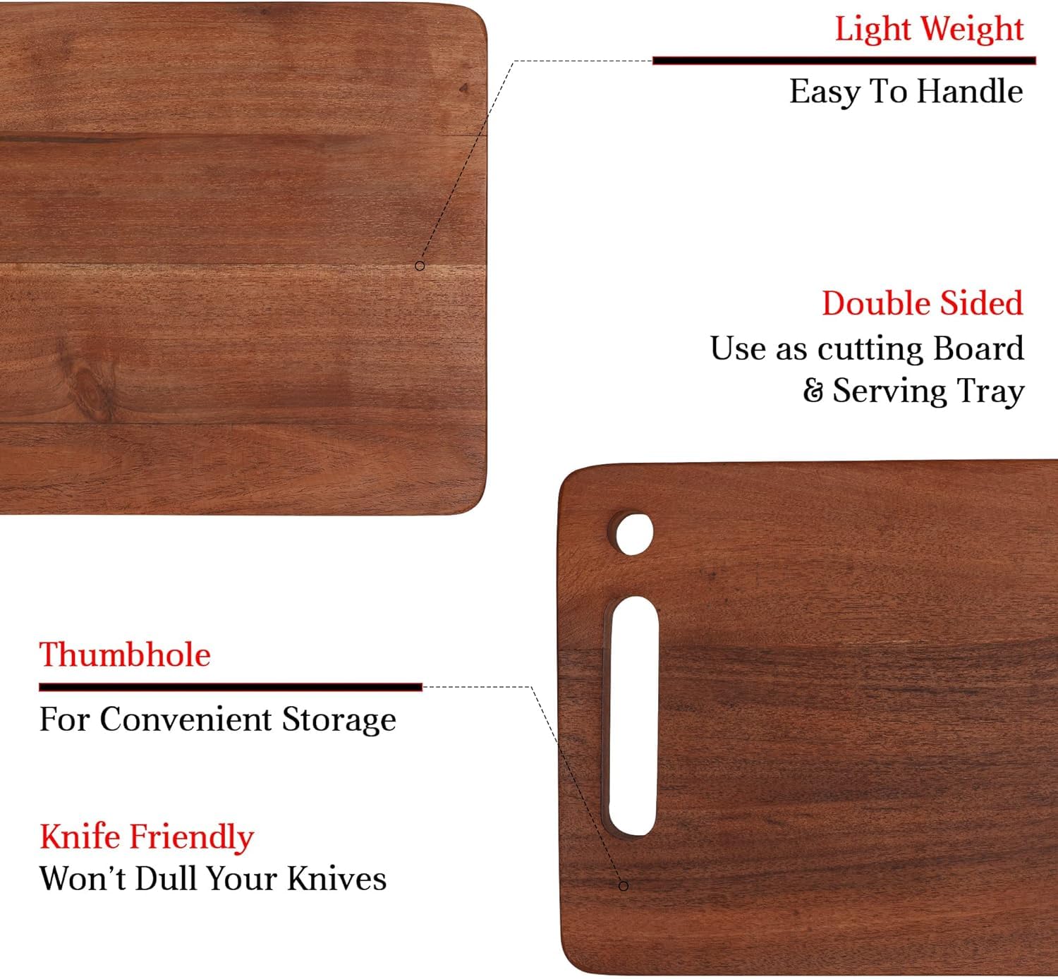 Tabla de cortar (12 x 9 pulgadas) de madera de acacia no vegetal para picadora de cocina (1)