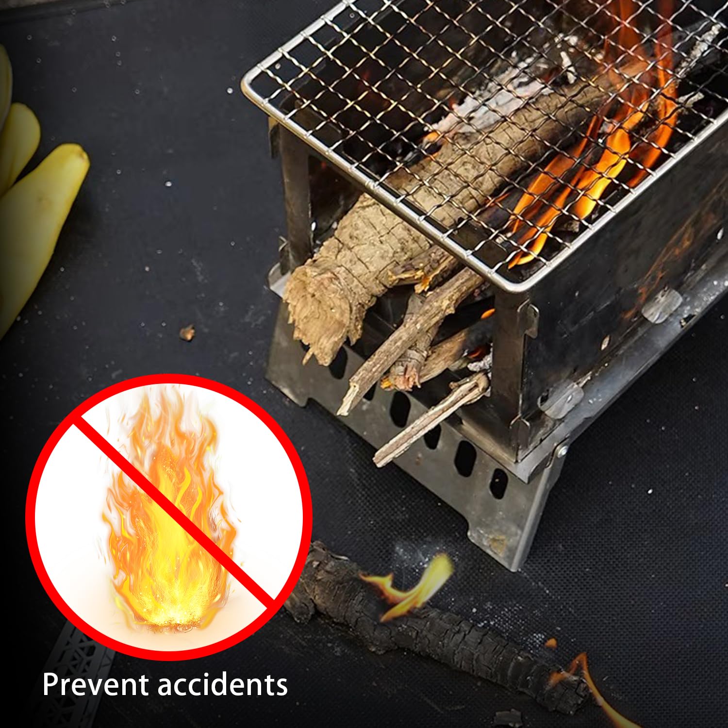 Lot De 2 Tapis Ignifuges Nizirioo - 45x45 Cm Et 25x25 Cm, En Fibre De Carbone, Pour Barbecue Et Camping