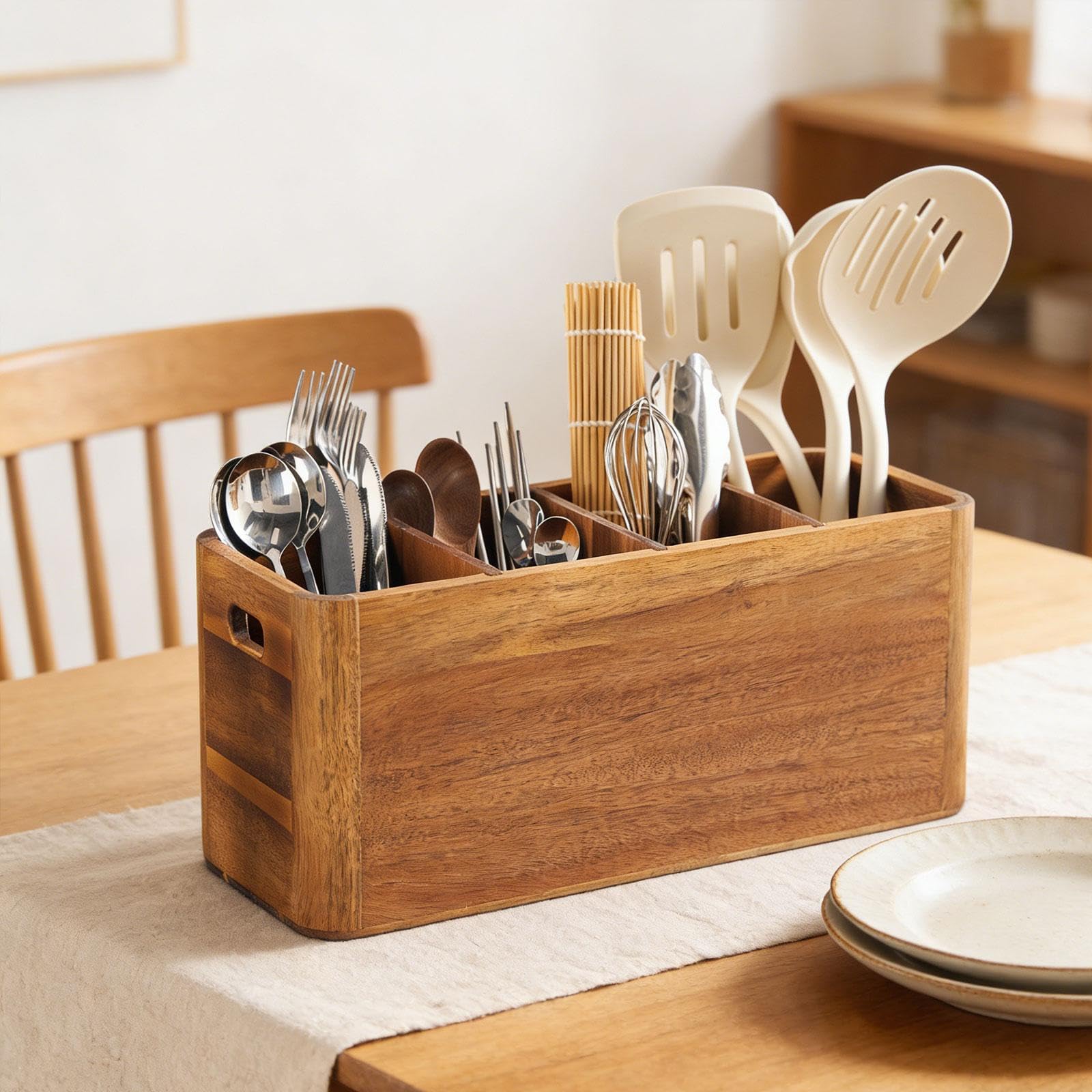 Besteckkorb Aus Holz, Besteckorganizer, Abtropfgestell für Kleines Besteck