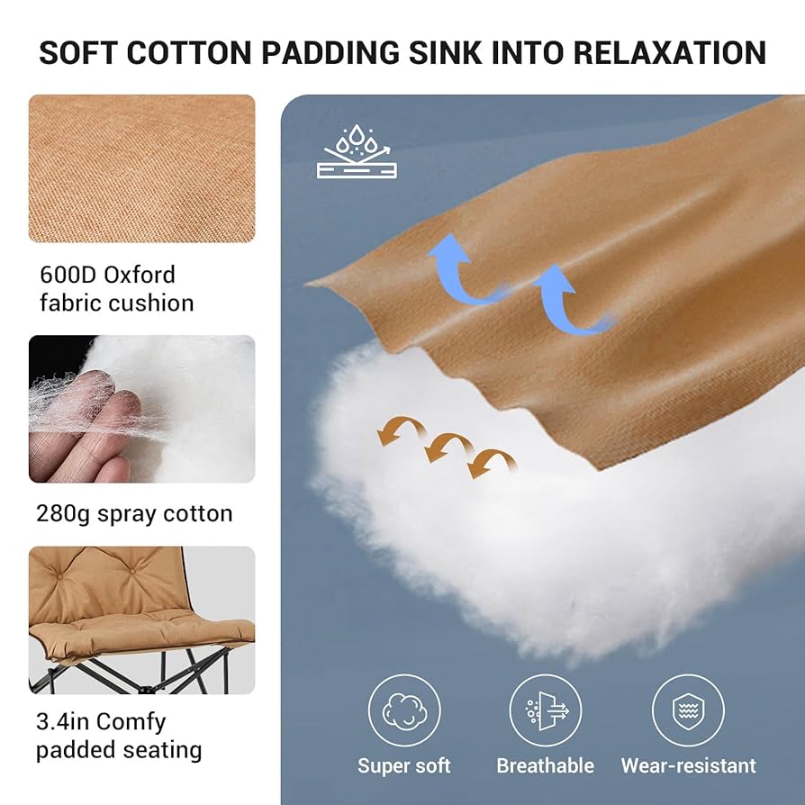 WANTKEYCAMP × Dapperpunch \"WANTKEY 4LEG\" Amazon.com: KingCamp Padded Oversized Camping Chair and