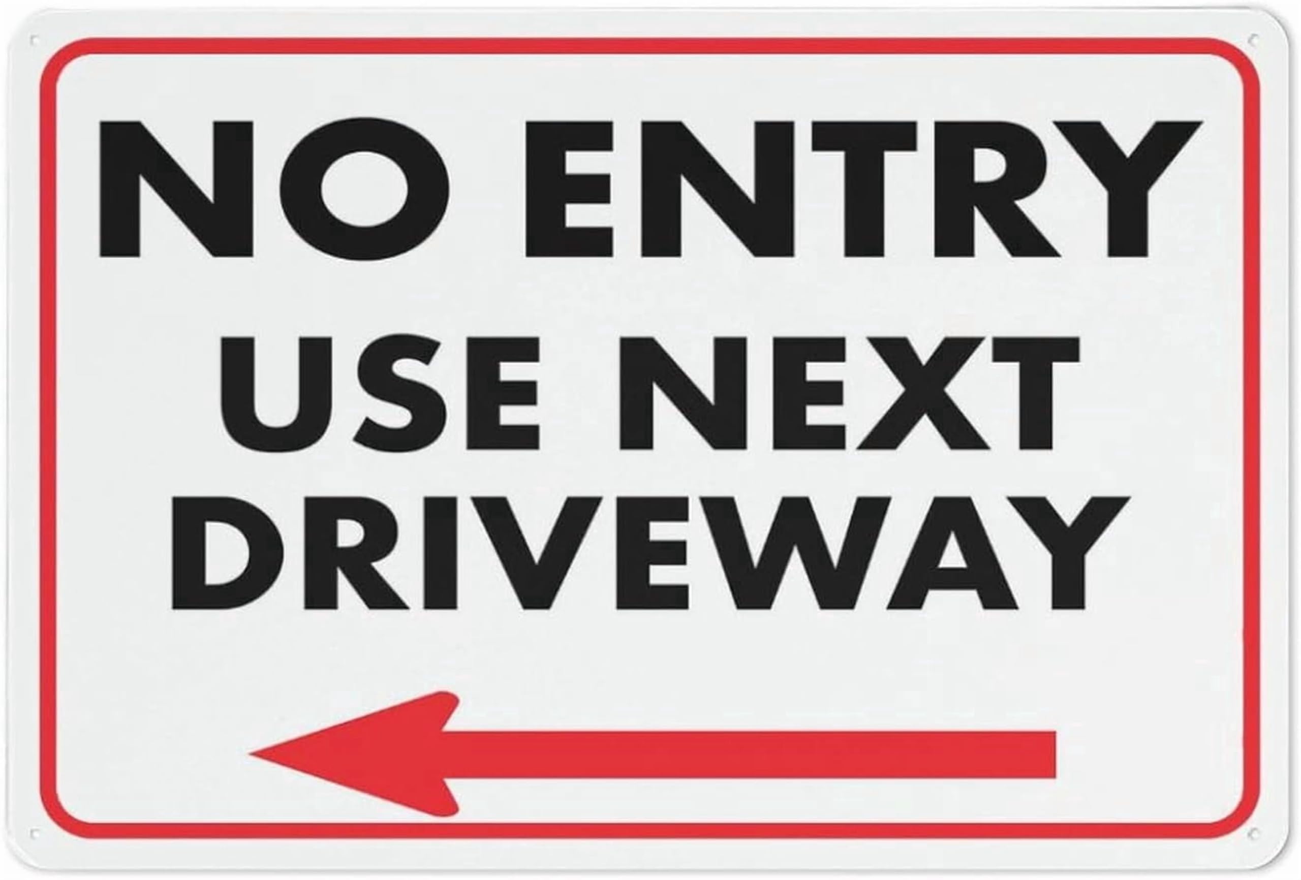 (2-Pack) Metal Tin Sign No Entry Use Next Driveway (Arrow Left) Sign 8X12 Inch Rust Free Easy To Read & Sturdy Keep Out Outdoor Signs For Home Farm Yard