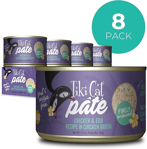 Miniatura 2 de Tiki Cat Luau Pâté, receta de pollo y huevo en caldo de pollo, nutrición equilibrada sin granos, comida enlatada húmeda para gatos, para todas las