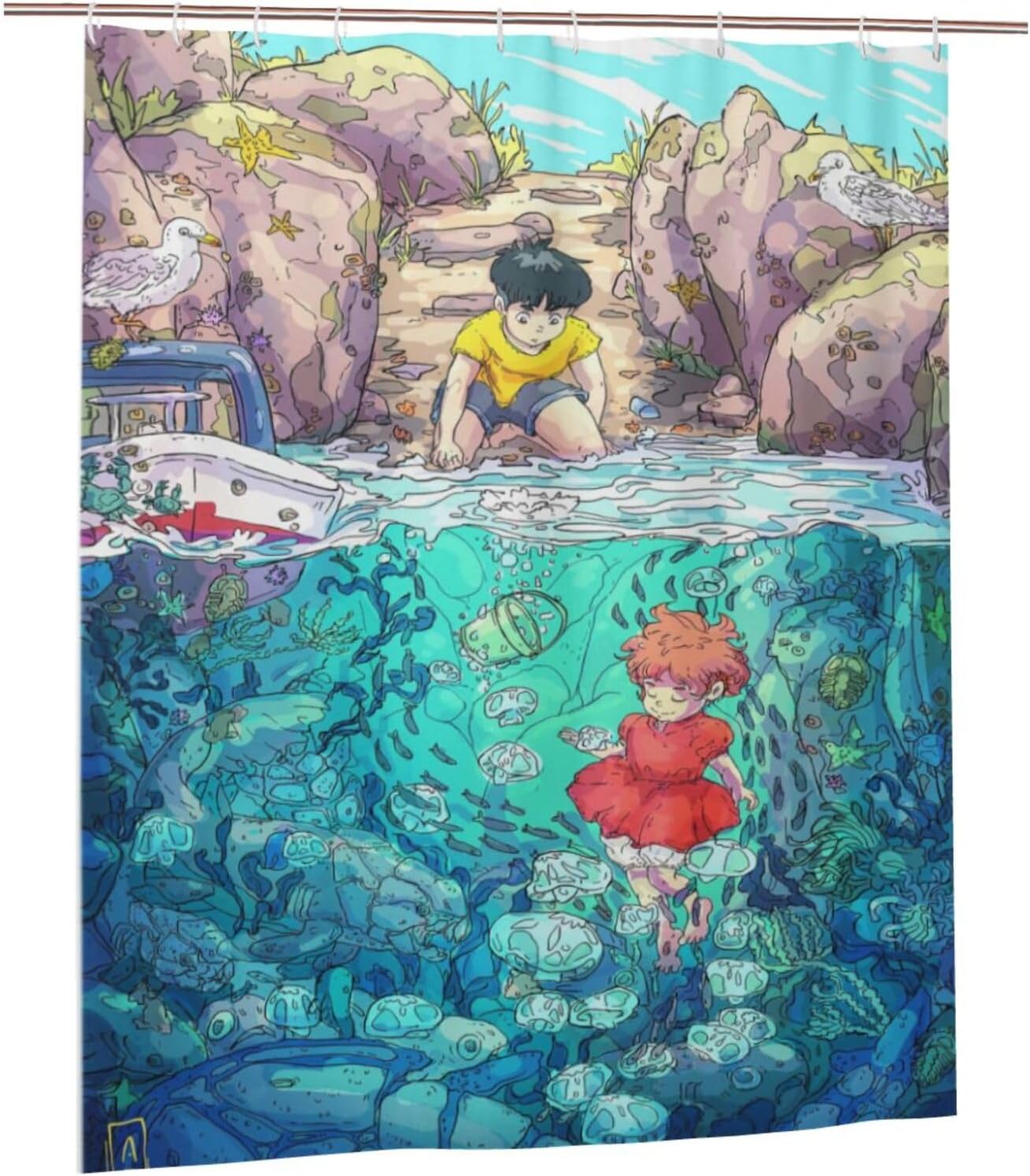 Eurwfsq Ponyos Anime Shower Curtain Hotel Quality