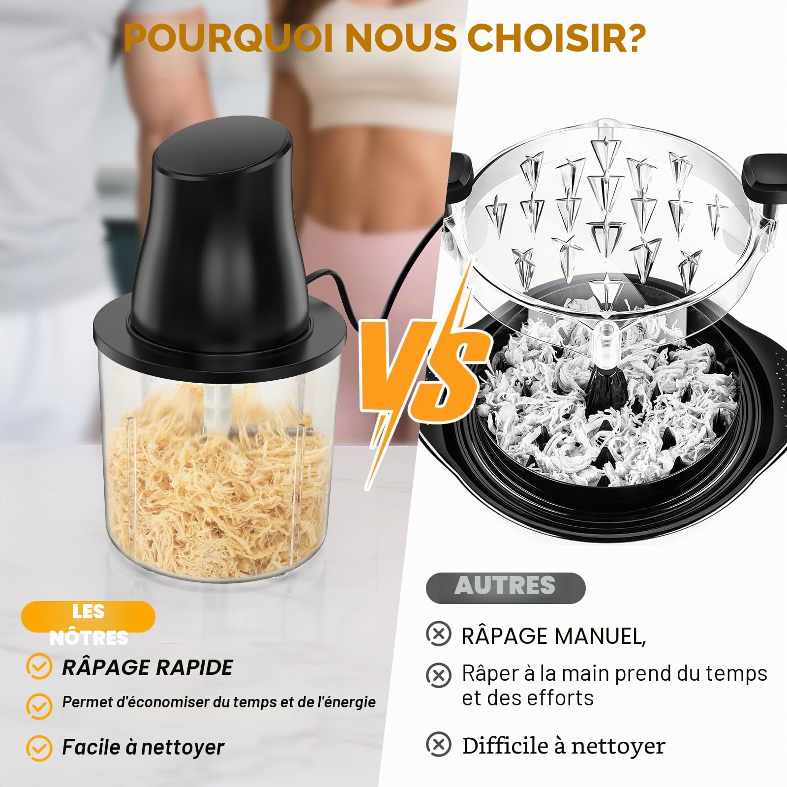 Hachoir Électrique Hachoir à Viande Polyvalent 250w Mixeur Hachoir Electrique Food Processor Hachoir a Viande Mixer Cuisine Hachoir àViande Pour Poitrine de Poulet Viande Fruits Légumes Noix