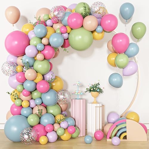 Miniatura 24 de Amandir Kit de arco de guirnalda de globos azul polvoriento, 153 piezas, diferentes tamaños de 18, 12, 10, 5 pulgadas, globos de látex azul blanco