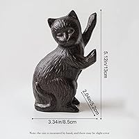 Vista 2 de GDYOOSHOW Tope de puerta de hierro fundido resistente para gatos, 2 piezas, estatua decorativa de suelo negro, tapón rústico para libros