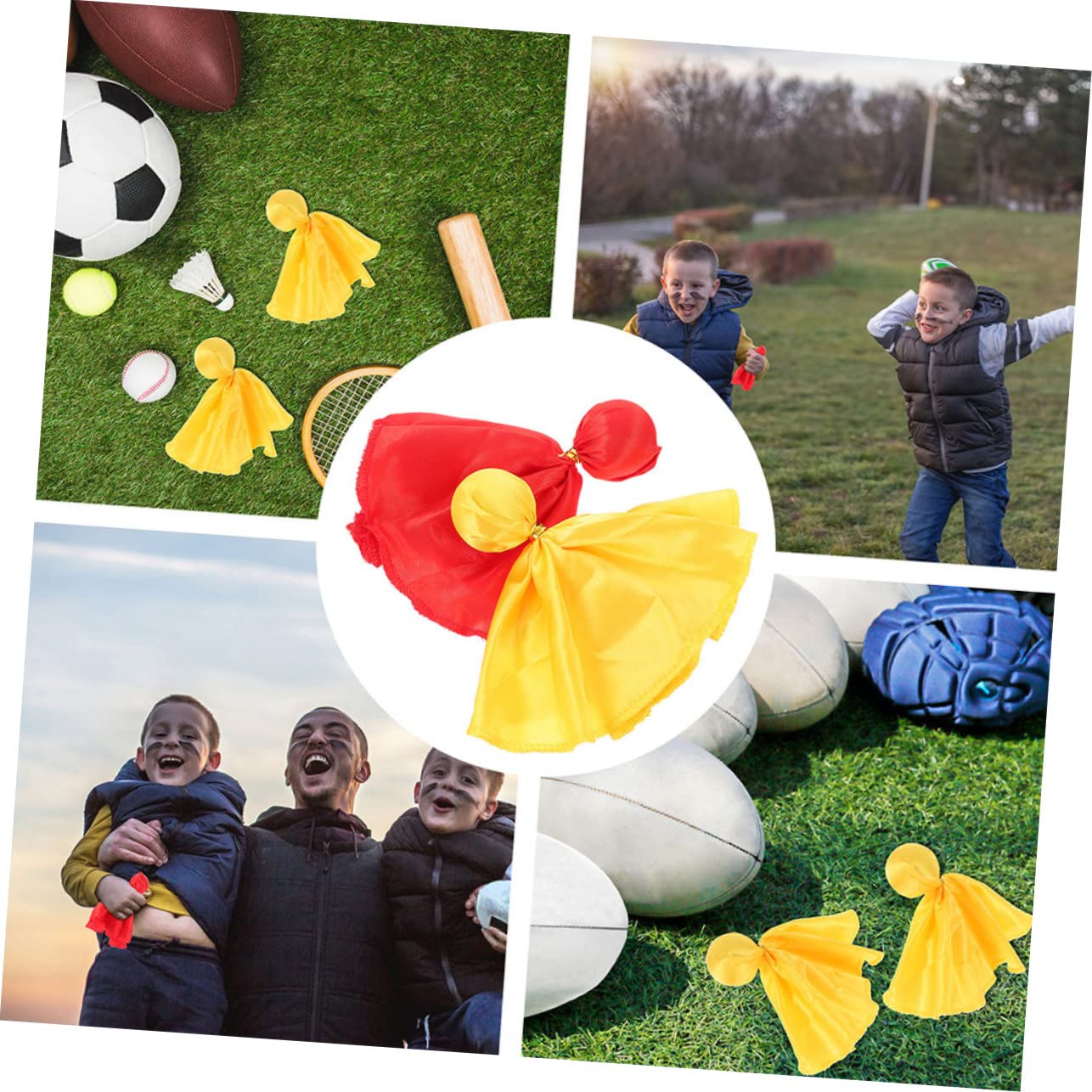 GAROZATION Bright Yellow Rugby Referee Flag 4pcs Penalty Flags Throwing Accessory for Soccer Games