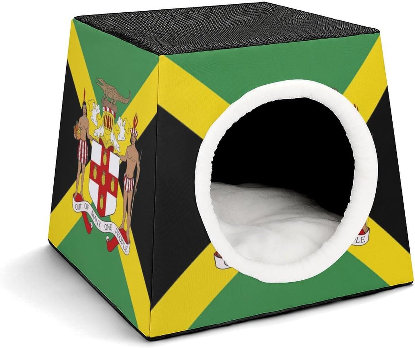 Generic Jamaican Flag Cat House for Indoor with Spacious Cat Nest, style-40