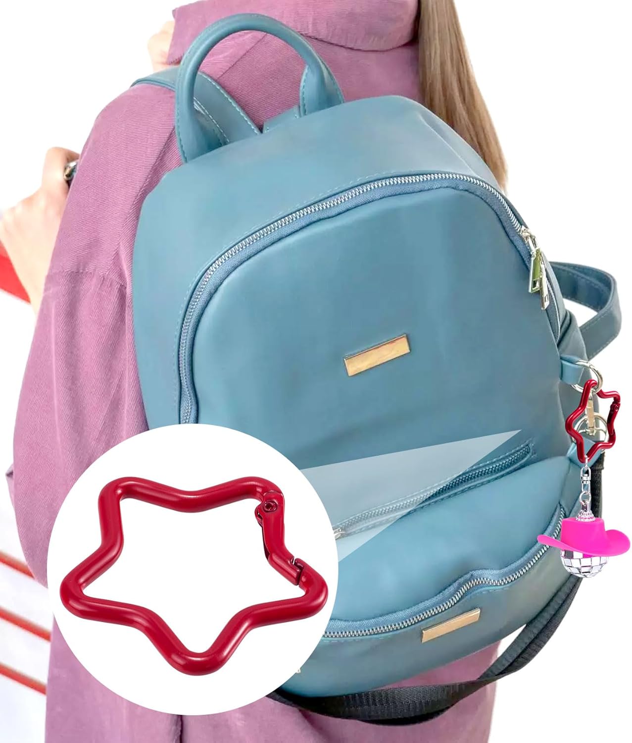 5 PCS Star Snap Clips, Zinc Alloy Heavy Duty Star Shaped Keychain Clip, Cute Clip for Camping, Hiking, Fishing- 5 Colors - Image 3