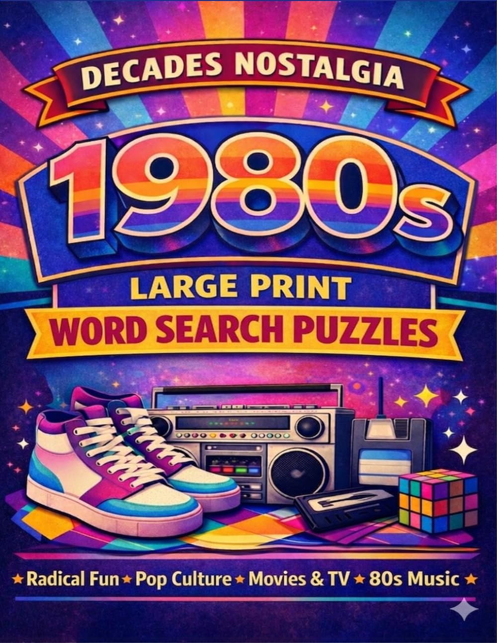 Decades Nostalgia Word Search: 1980s Edition: 100 Large Print Word Search Puzzles Featuring 80s Music, Movies, Pop Culture, Slang, and Everyday Life