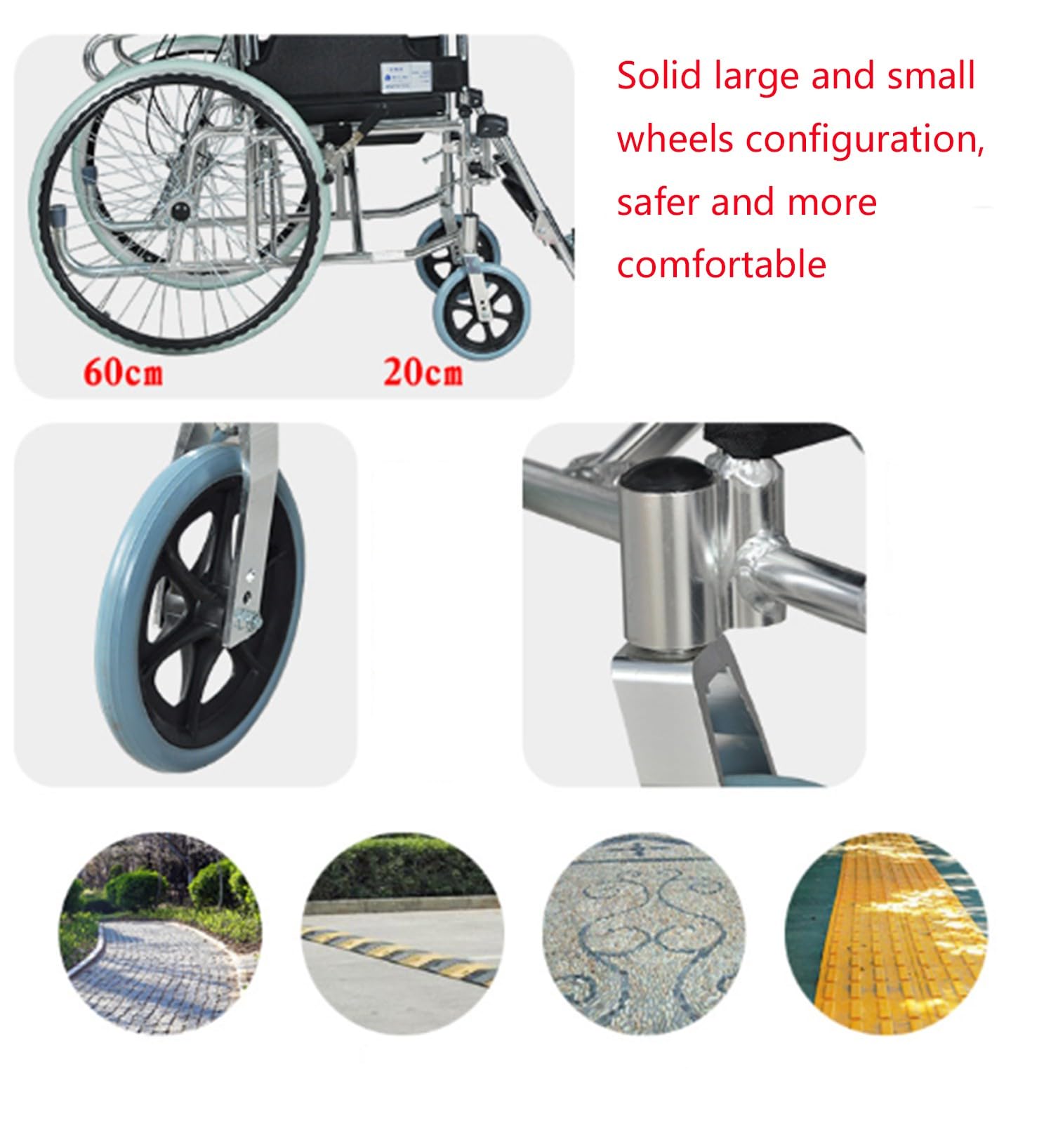 La Silla de Ruedas se Puede reclinar Completamente, Silla de Ruedas portátil con Brazos Plegables + Asiento e Inodoro para sillas de Ruedas para Personas Mayores A
