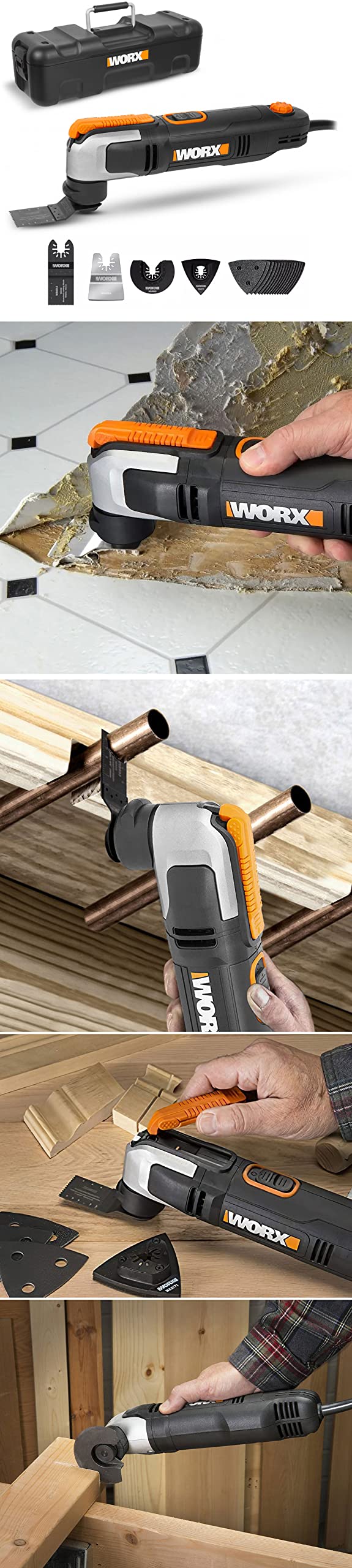 WORX WX686 - Herramienta multifunción (250 W, incluye accesorios y estuche)