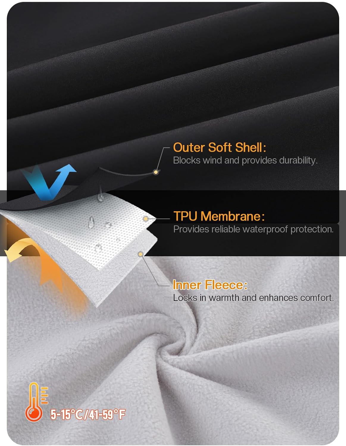 BERGRISAR Winter Cycling Jackets for Men Windbreaker Water-Resistant with Hood Bike Bicycle Biking Jackets