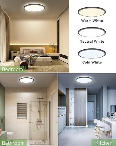 Miniatura 4 de zemty Paquete de 8 lámparas LED de techo de 12 pulgadas, montaje empotrado, 28 W, 3200 lm, lámparas de techo súper delgadas de montaje empotrado,