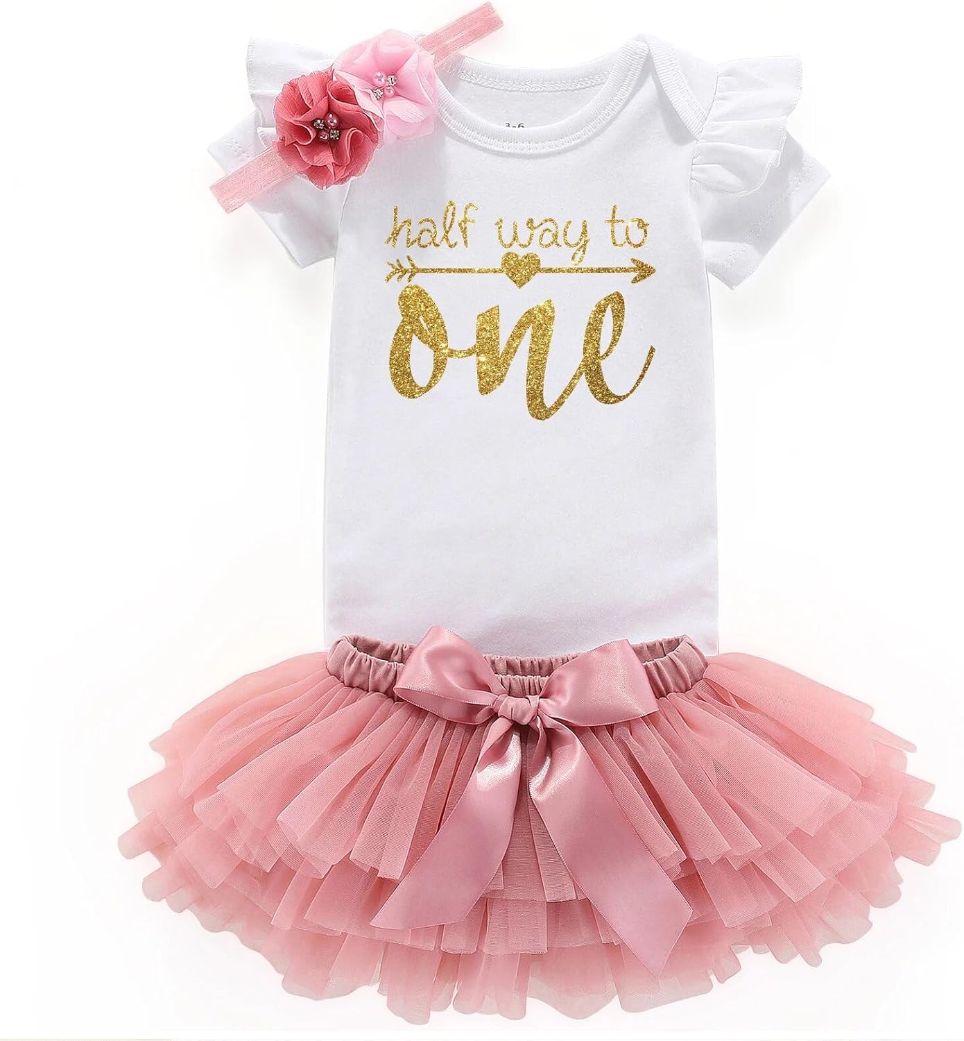 6 Month Birthday Outfit Half Year Birthday For Baby Girl Halfway To One Tutu skirt baby clothing set