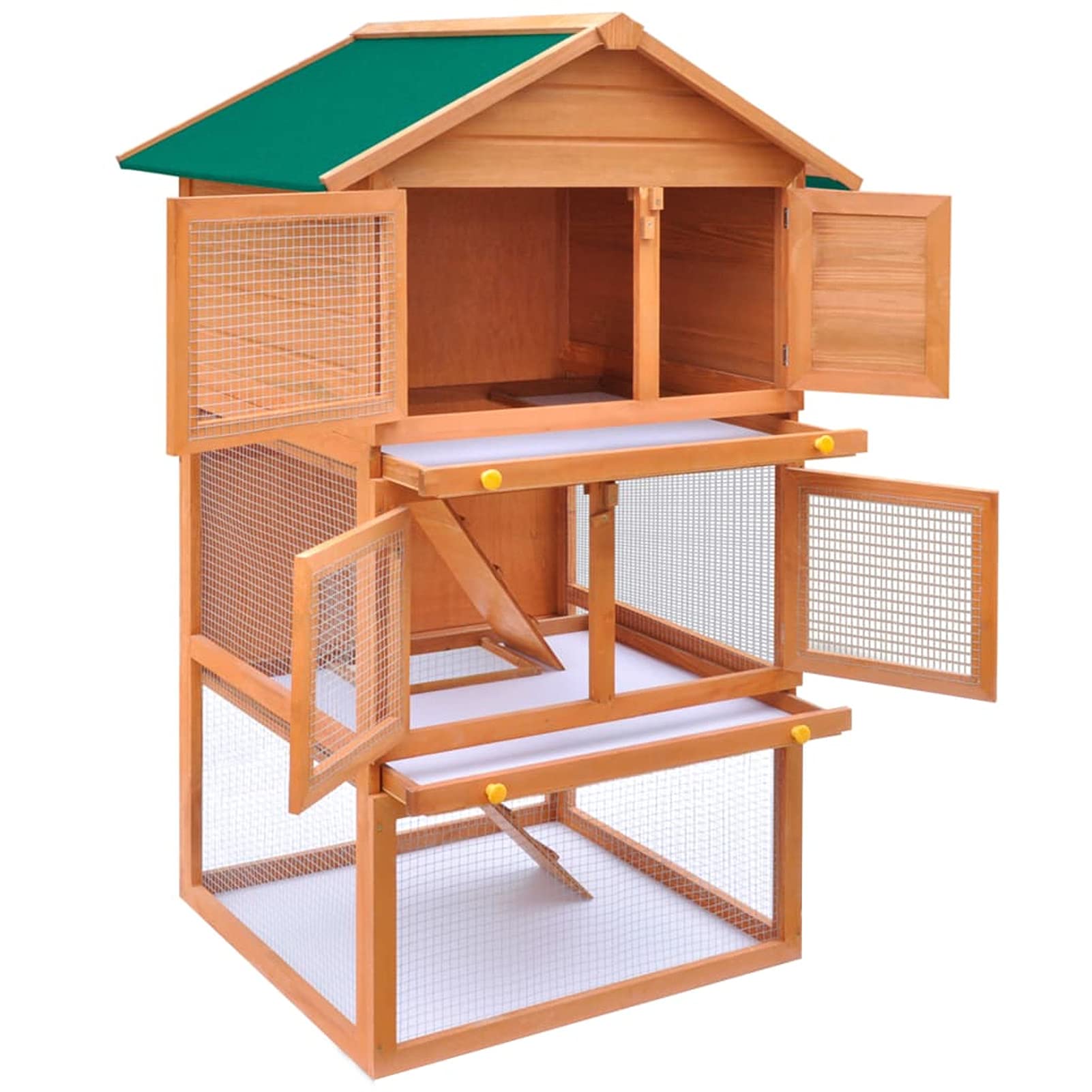 BaraSh Kaninchenstall Kleintierhaus Hasenstall 3 Ebenen Holz Zwergkaninchen KäFig Kaninchen Haus