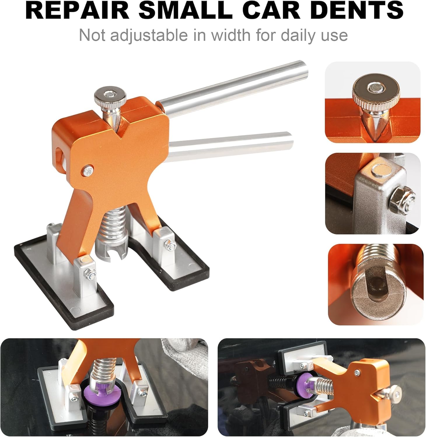 Big RED 56-Piece Paintless Dent Repair Kit, Adjustable Golden Lifter & Bridge Puller for Car Dents, Door Dings on Auto Body & Metal Surfaces