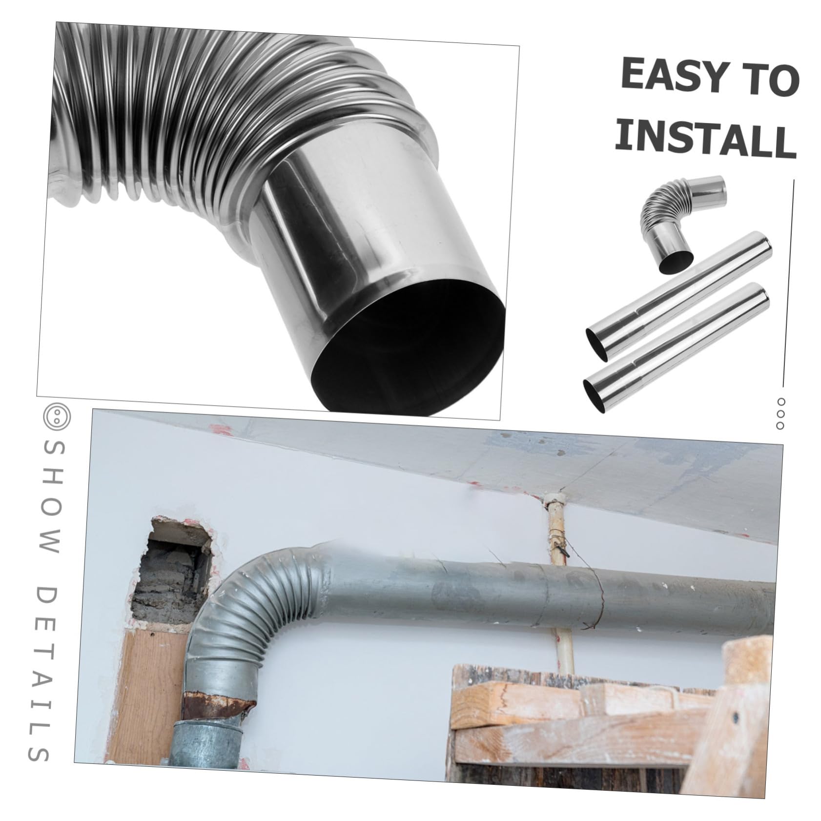 Tubo di Scarico in Acciaio Inox per Stufa Tubi per Riscaldamento Accessori per Stufa Tubo Flessibile Tubi di Sfiato per Casa