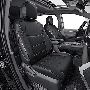 EKR Sienna Seat Covers for 2021 2022 2023 2024 2025 Toyota Sienna LE, XLE,8 Seats,2nd Row 4/2/4 Split,Waterproof Seat Covers Full Set for Trucks,Car Seat Protectors - Three Row,Leather(Black)