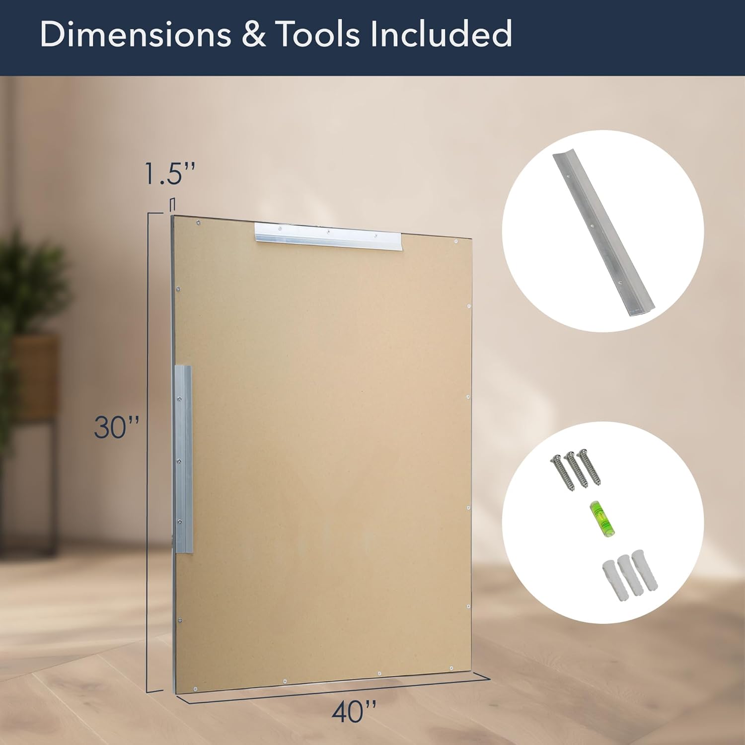 Head West Modern Transitional Rectangular Mirror – Brushed Nickel & Chrome Stainless Steel Framed Bathroom Mirrors for Over Sink, Living Room & Entry Way, 30"x40"