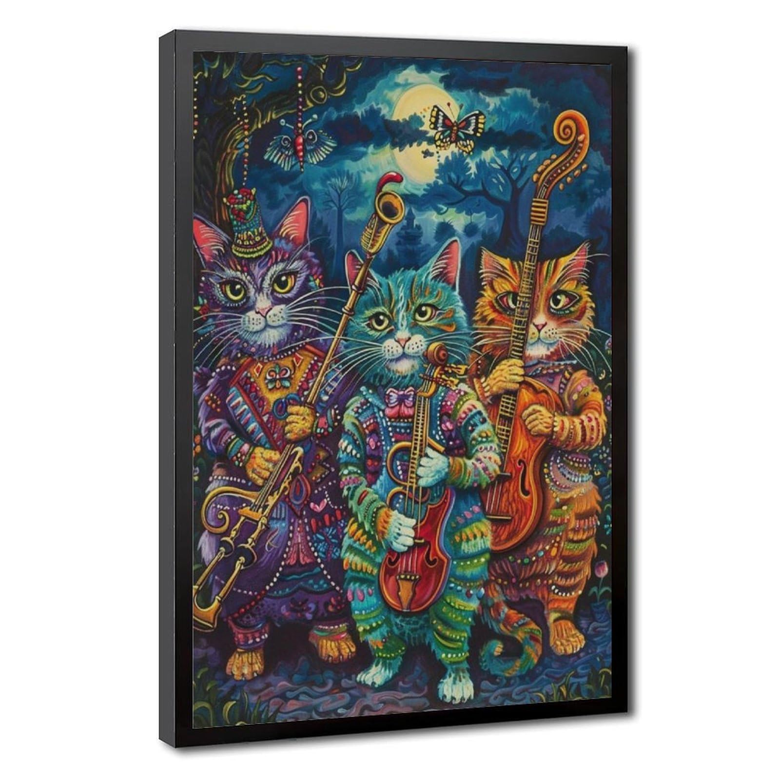 LXWNZE Colorful Cats Playing – Delightful Louis Wain Style Art Canvas Poster Bedroom Decor Landscape Office Room Decor Gift 20" L X 30" W