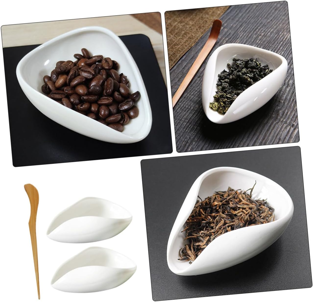 1Set Tea Scoop Porcelain Tea Leaf Spoon for Loose Tea Stylish and Tea Accessories for Tea Ceremonies and Coffee Bean Display