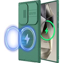 Nillkin for Samsung Galaxy S24 Ultra Case MagSafe with Slide Camera Protector, Rugged Shockproof Non Slip Magnetic Phone Case Full Camera Protection Thin Slim Case for Galaxy S24 Ultra 6.8 Inch, Green